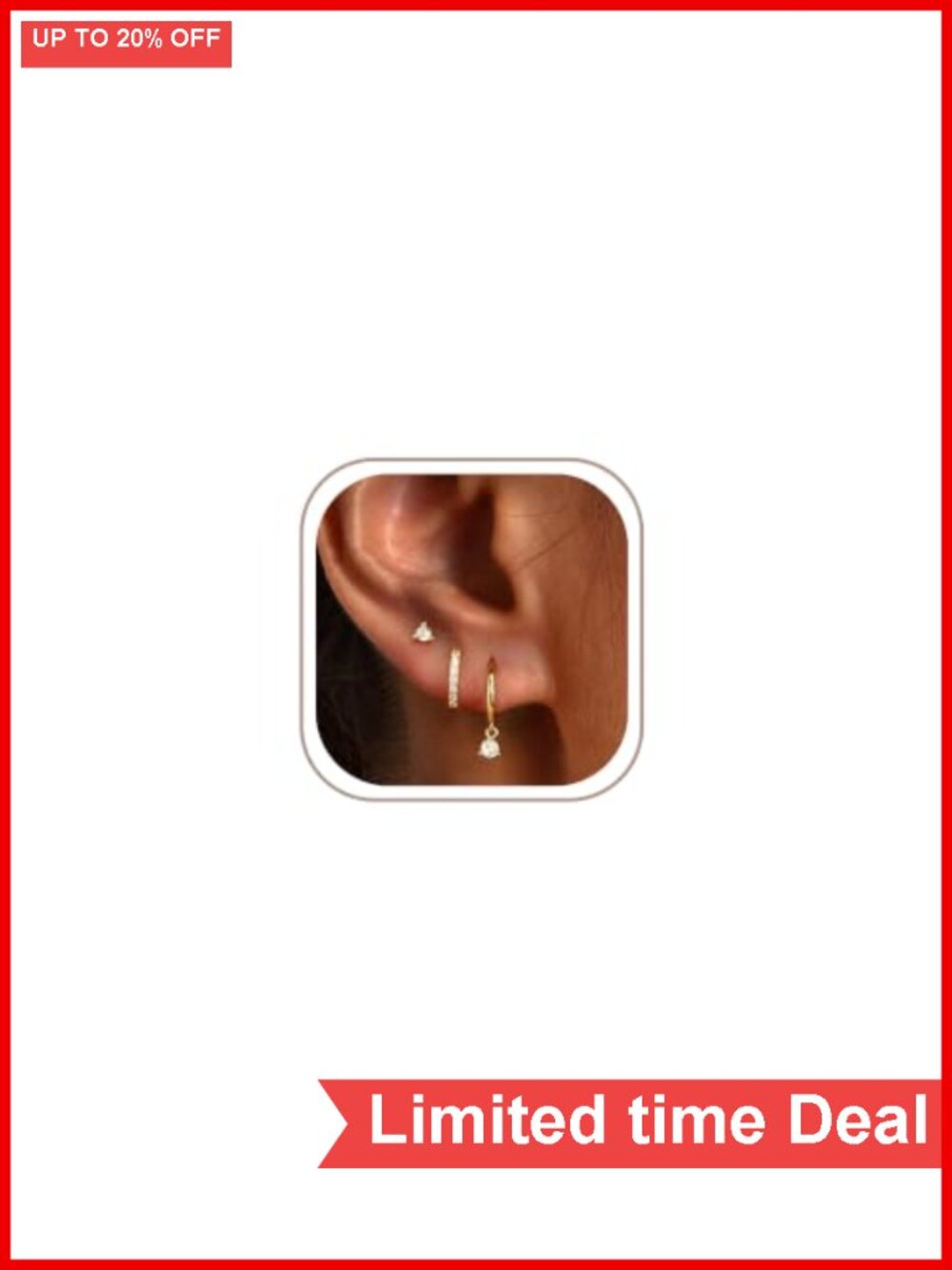 3 Pairs Gold Plated Hoop Earrings Set - Hypoallergenic CZ Earrings for Women